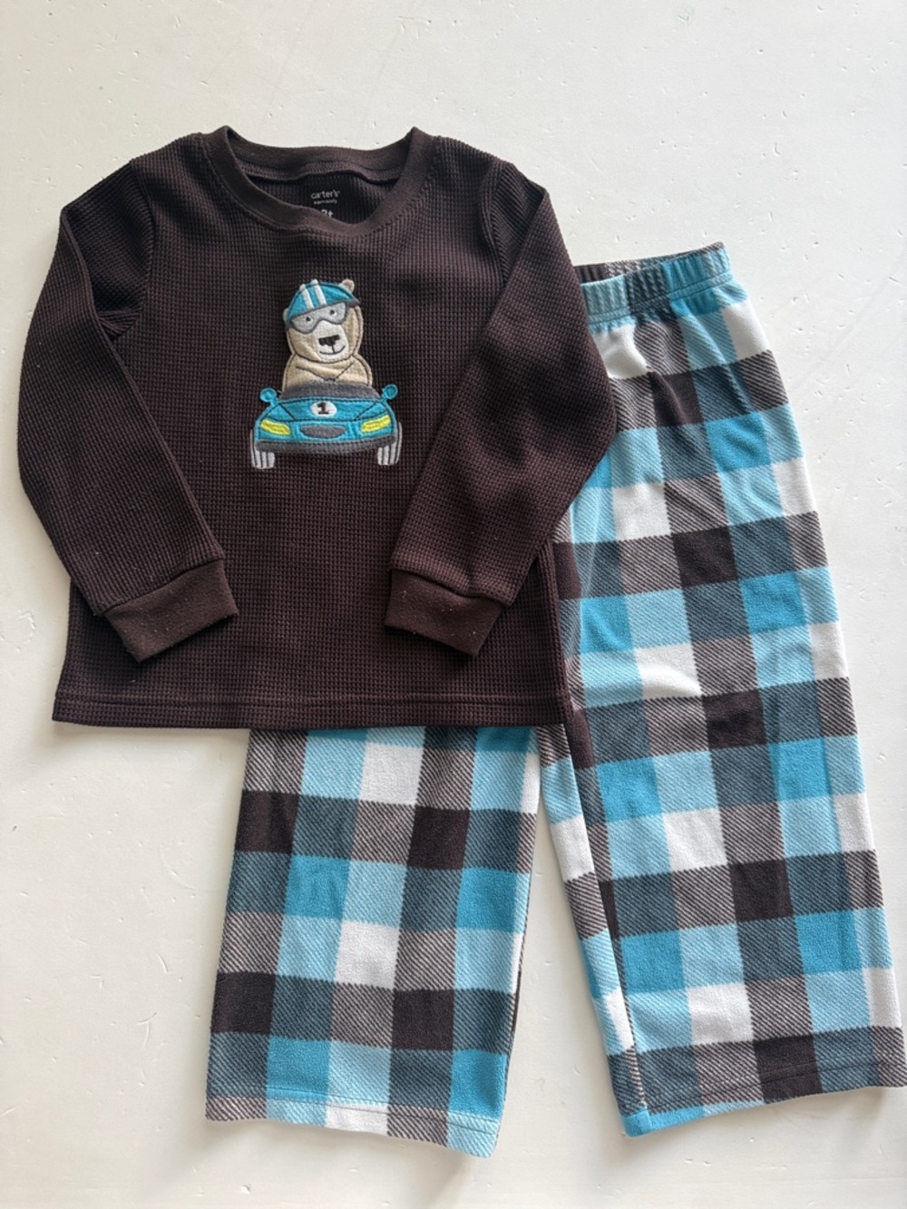 Carter’s Brown & Blue Bear Pajama Set Boys 3T